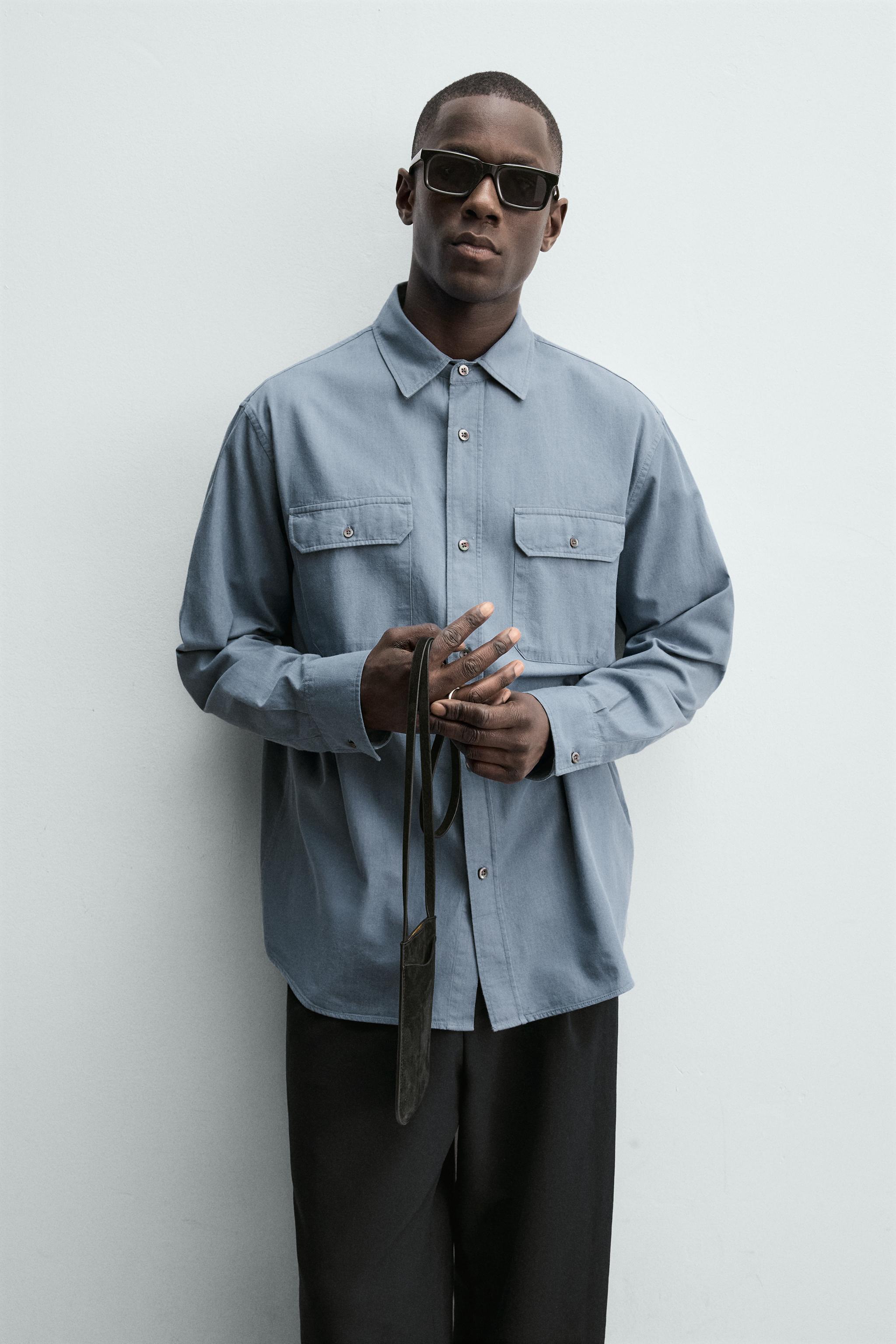 CHEMISE DÉLAVÉE RELAXED FIT À POCHES
